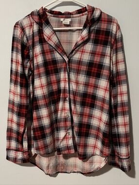 Shimera Plaid Collared Long Sleeve Button Down Pajama Shirt Size S